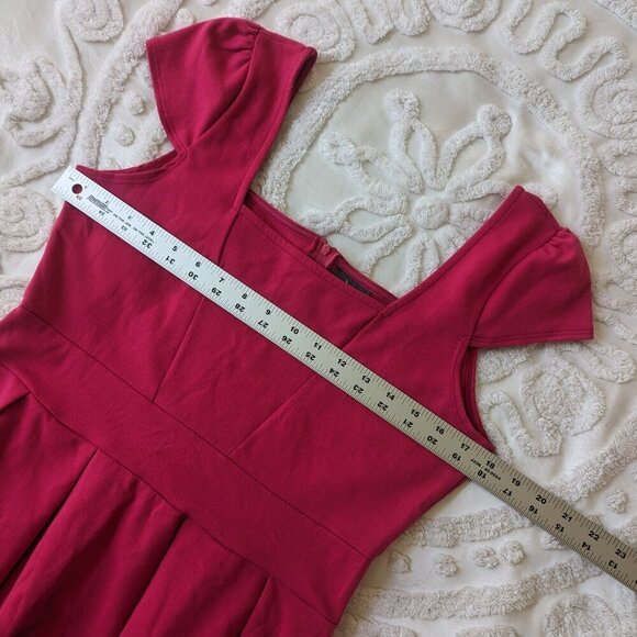 Dots bright pink mini skater dress cap sleeve Medium barbie cottagecore - Picture 5 of 10